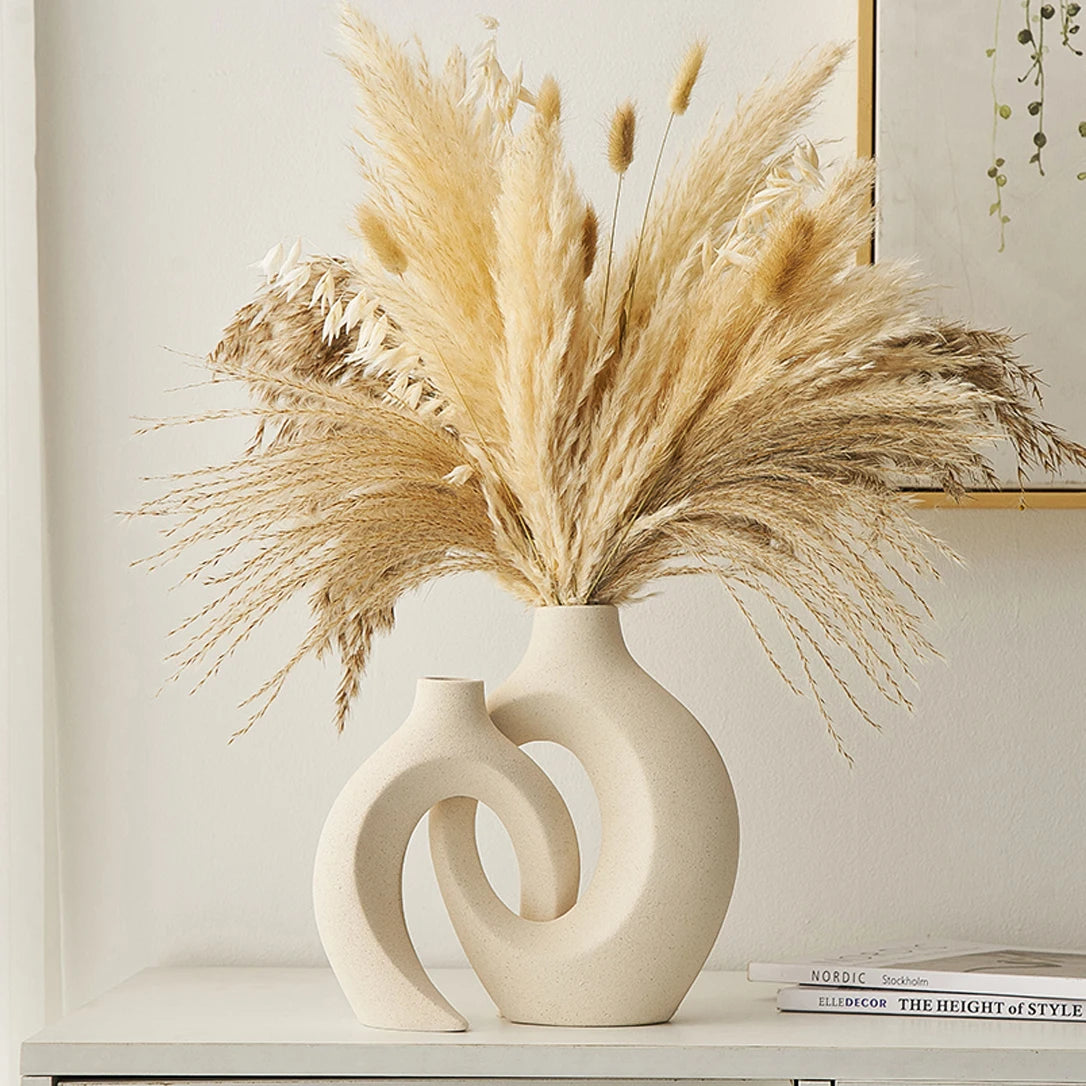 Nordic Ceramic Interlock Vase Bridal Shower Wedding Boyfriend Gift Girlfriend Pampas Grass Living Room Home Decoration Desk Deco