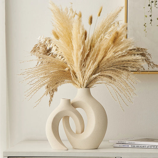 Nordic Ceramic Interlock Vase Bridal Shower Wedding Boyfriend Gift Girlfriend Pampas Grass Living Room Home Decoration Desk Deco