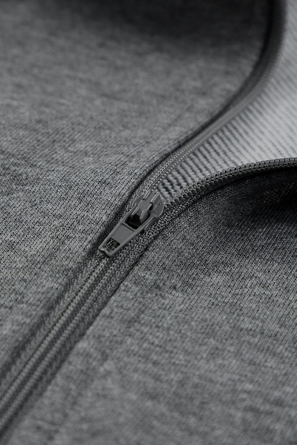 Grey Pocket Half Zip Thumbhole Sleeve Hoodie