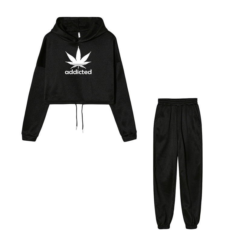 ADDICTED Tracksuit Sweatpants 2 Pieces Set Pullover Hoodies and Trousers Sports - 888kiko