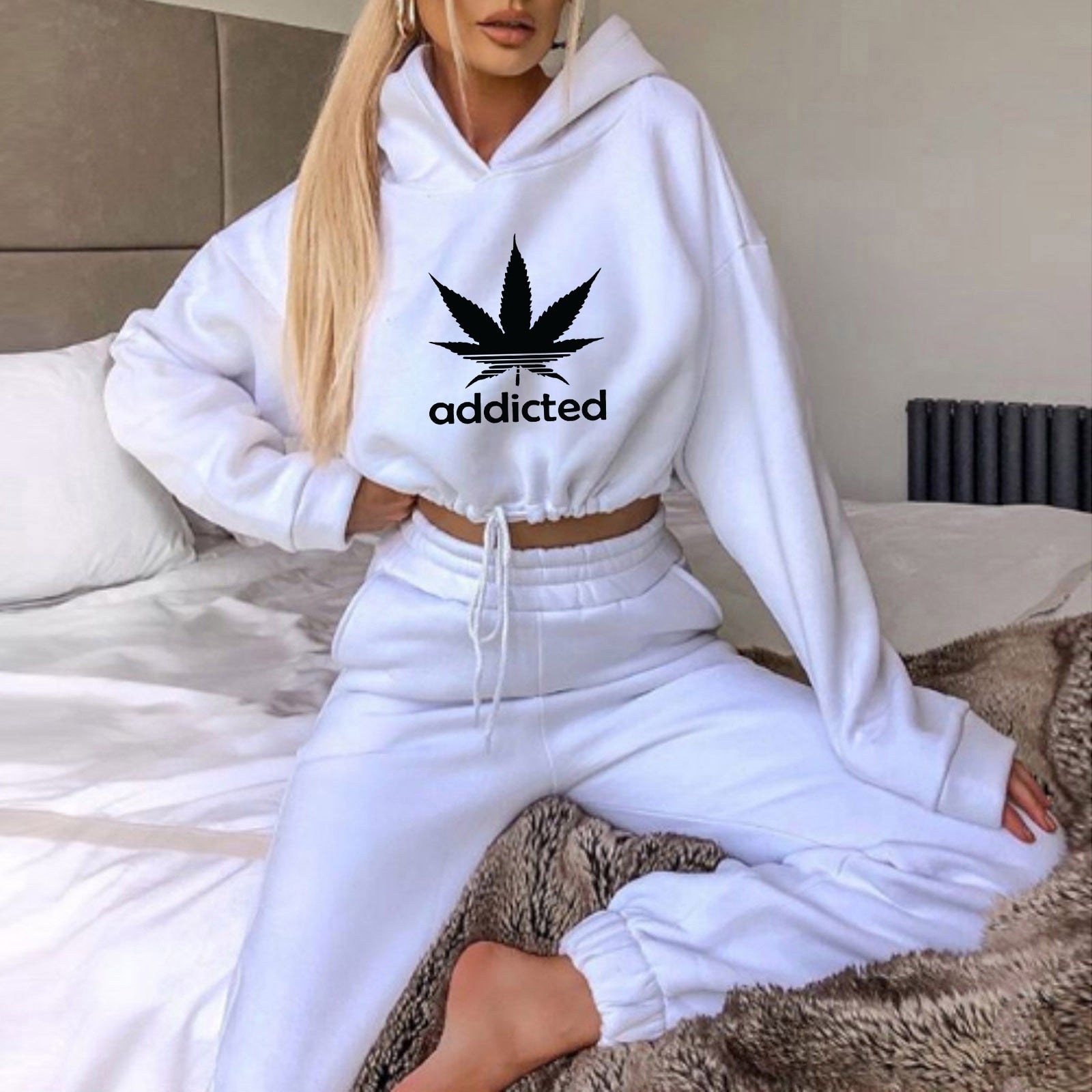 ADDICTED Tracksuit Sweatpants 2 Pieces Set Pullover Hoodies and Trousers Sports - 888kiko