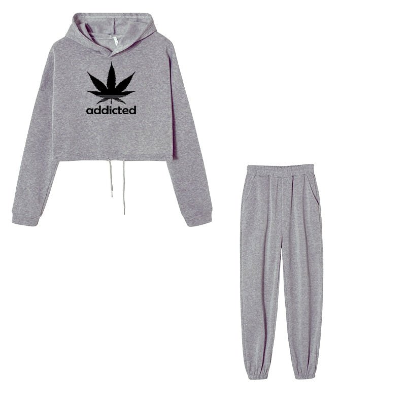 ADDICTED Tracksuit Sweatpants 2 Pieces Set Pullover Hoodies and Trousers Sports - 888kiko