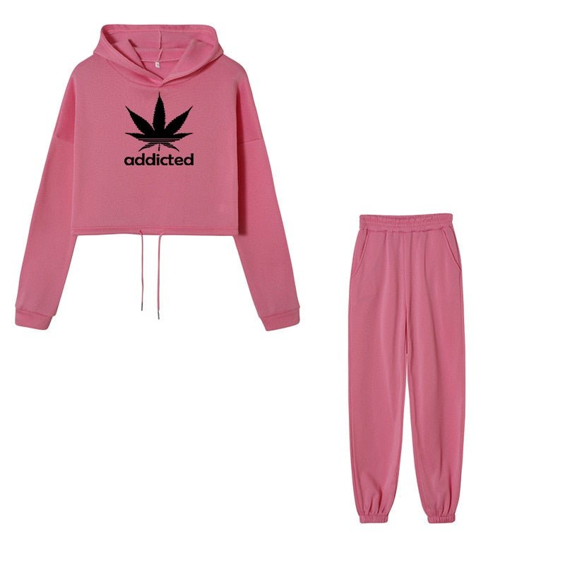 ADDICTED Tracksuit Sweatpants 2 Pieces Set Pullover Hoodies and Trousers Sports - 888kiko