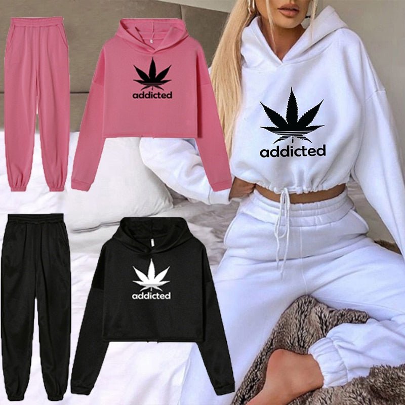 ADDICTED Tracksuit Sweatpants 2 Pieces Set Pullover Hoodies and Trousers Sports - 888kiko