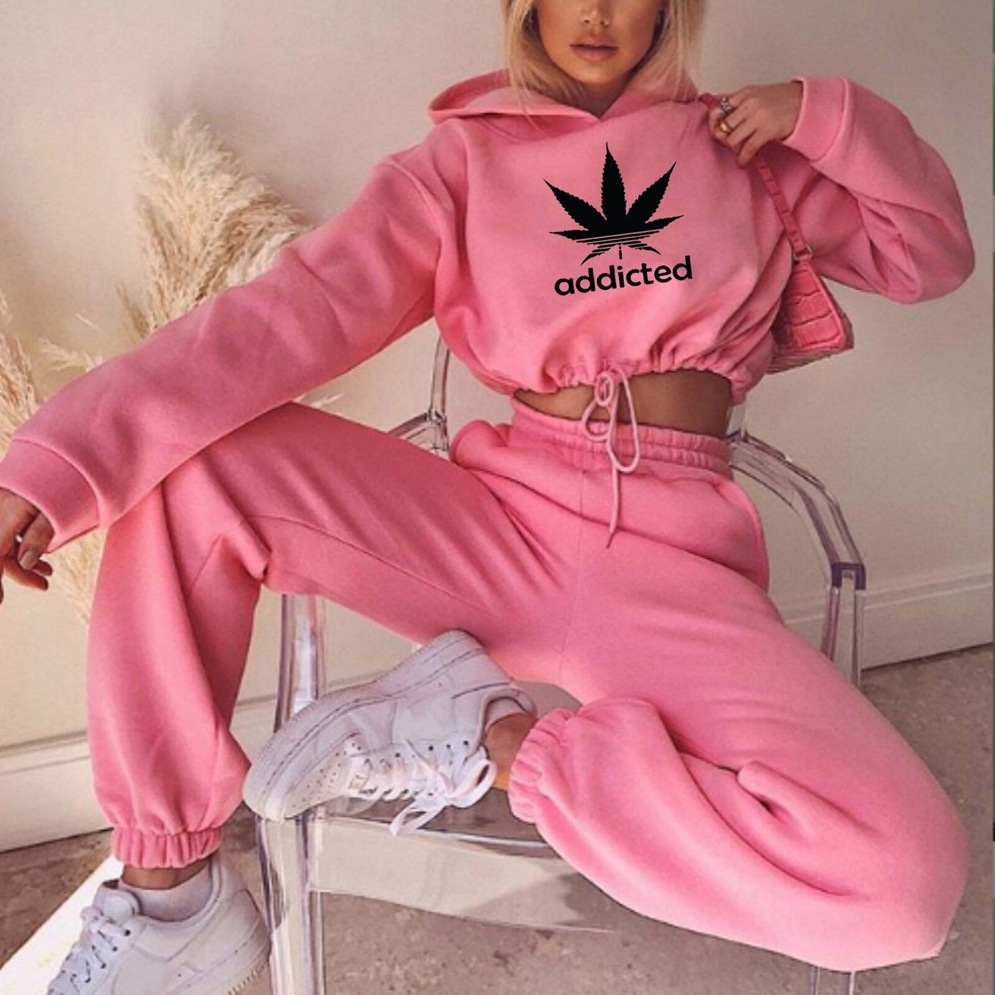 ADDICTED Tracksuit Sweatpants 2 Pieces Set Pullover Hoodies and Trousers Sports - 888kiko