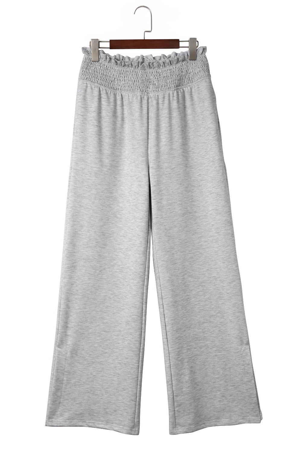 Grey Elastic High Waisted Wide Leg Sweatpants