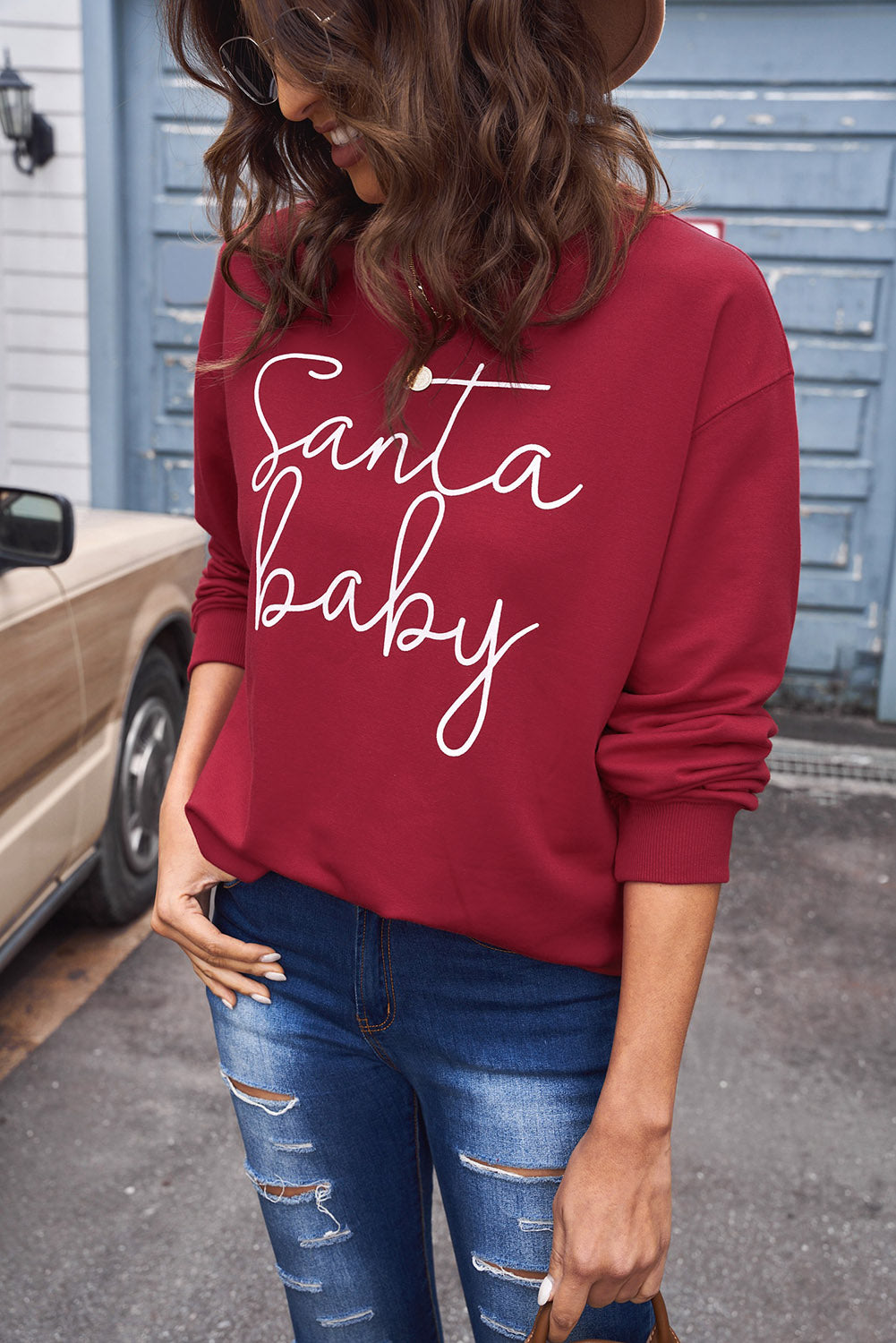 Red Santa Baby Christmas Sweatshirt for Women