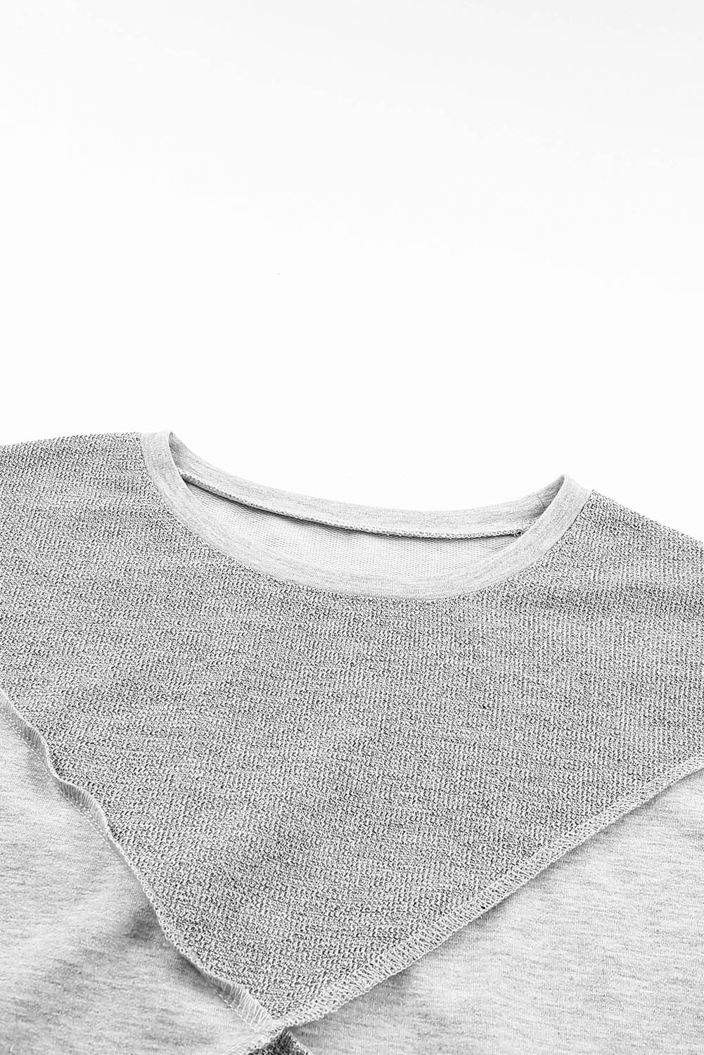 Gray Expose Seam Knitted Patchwork Cropped Top