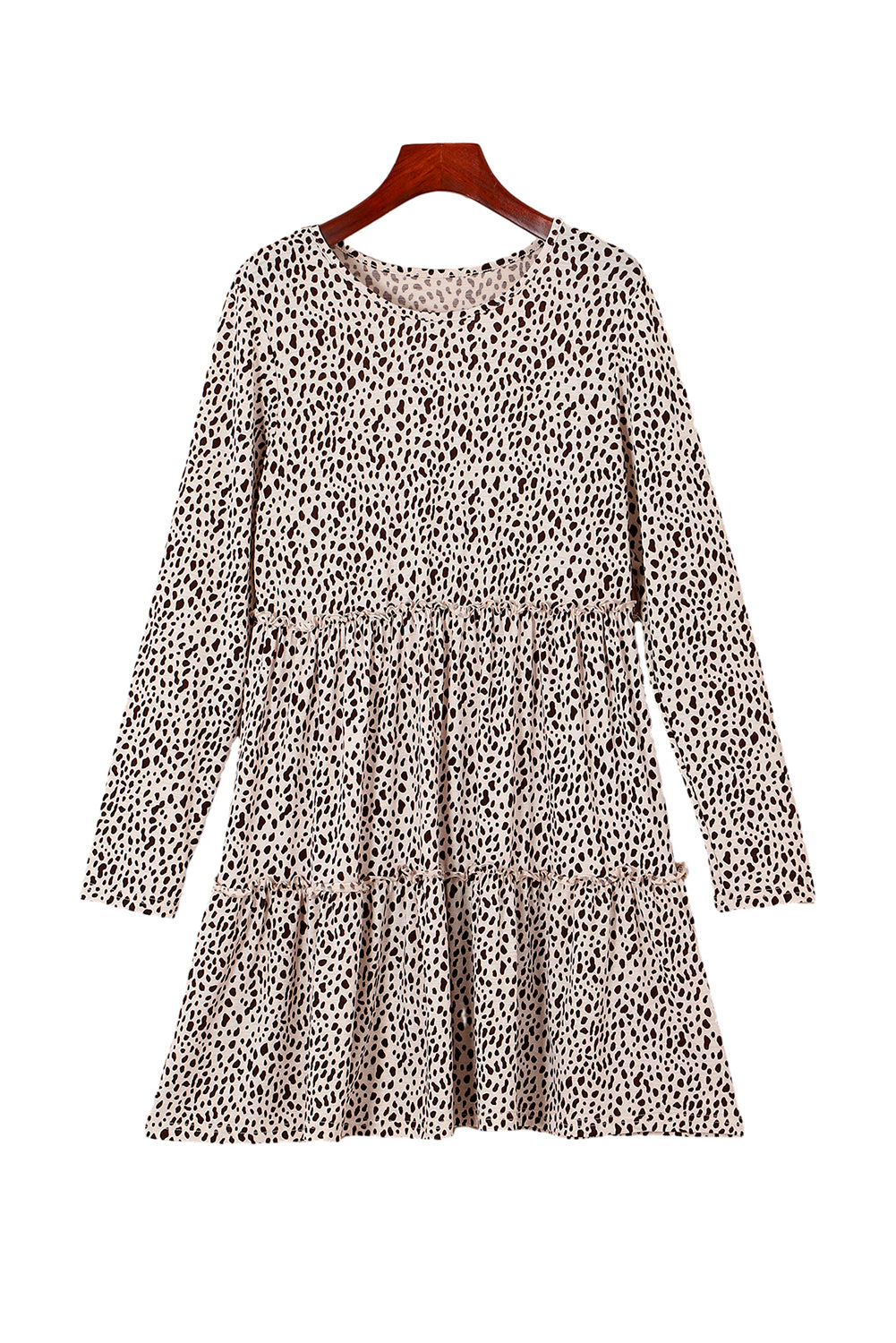 Leopard Animal Print Tiered Long Sleeve Mini Dress