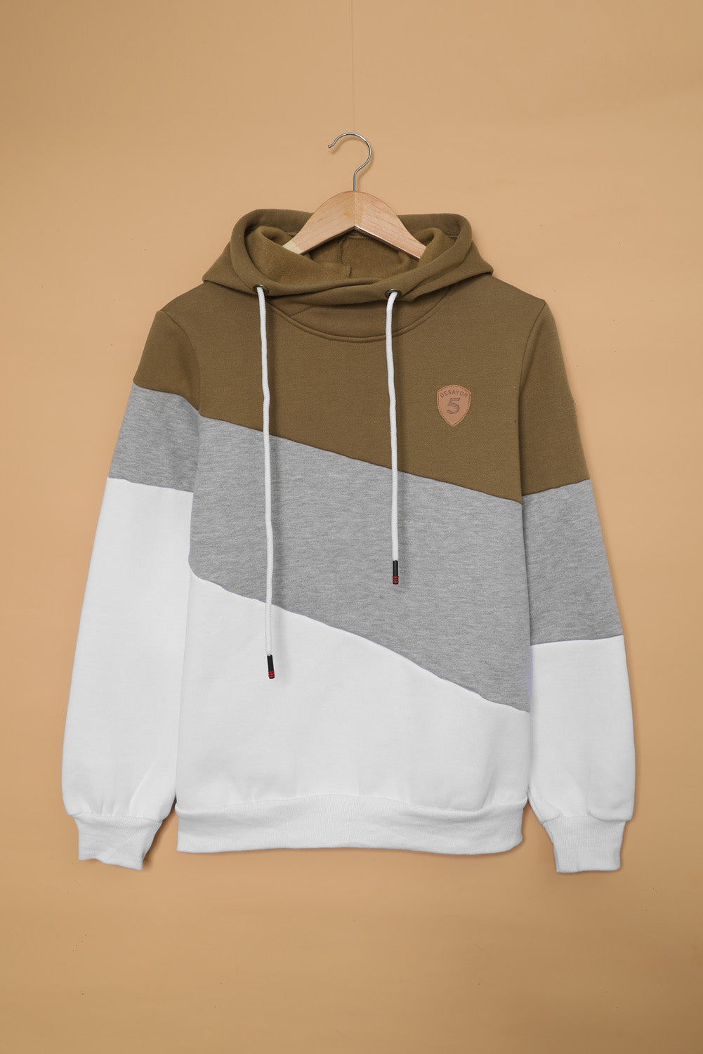 Colorblock Drop Shoulder Drawstring Pullover Hoodie