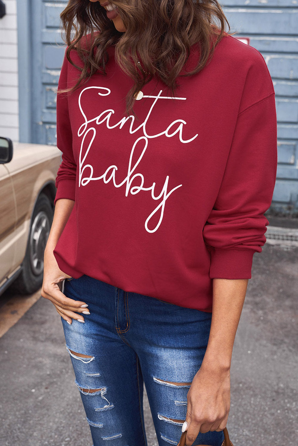 Red Santa Baby Christmas Sweatshirt for Women