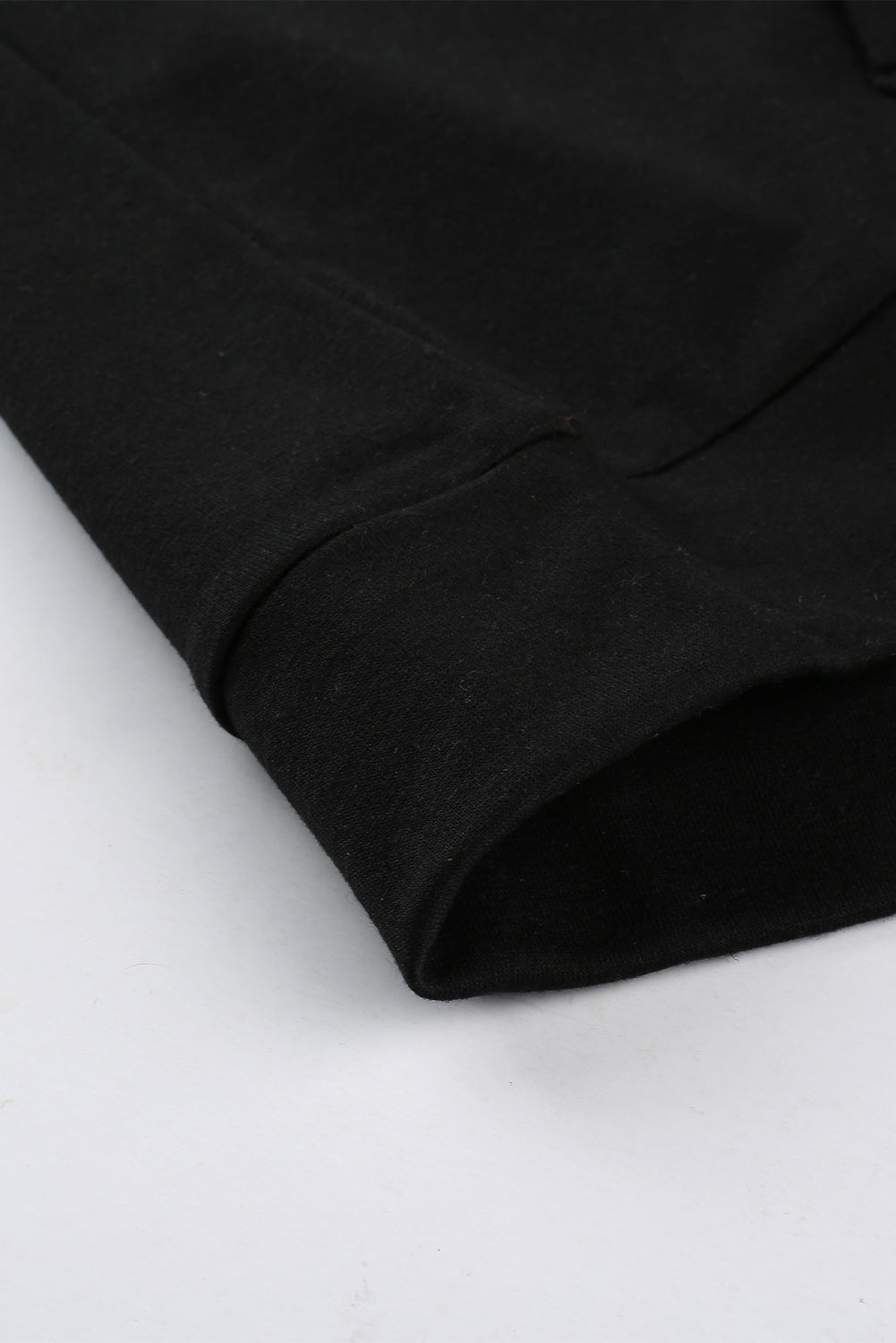 Black Raglan Sleeve Pullover Hoodie With Kangaroo Pocket