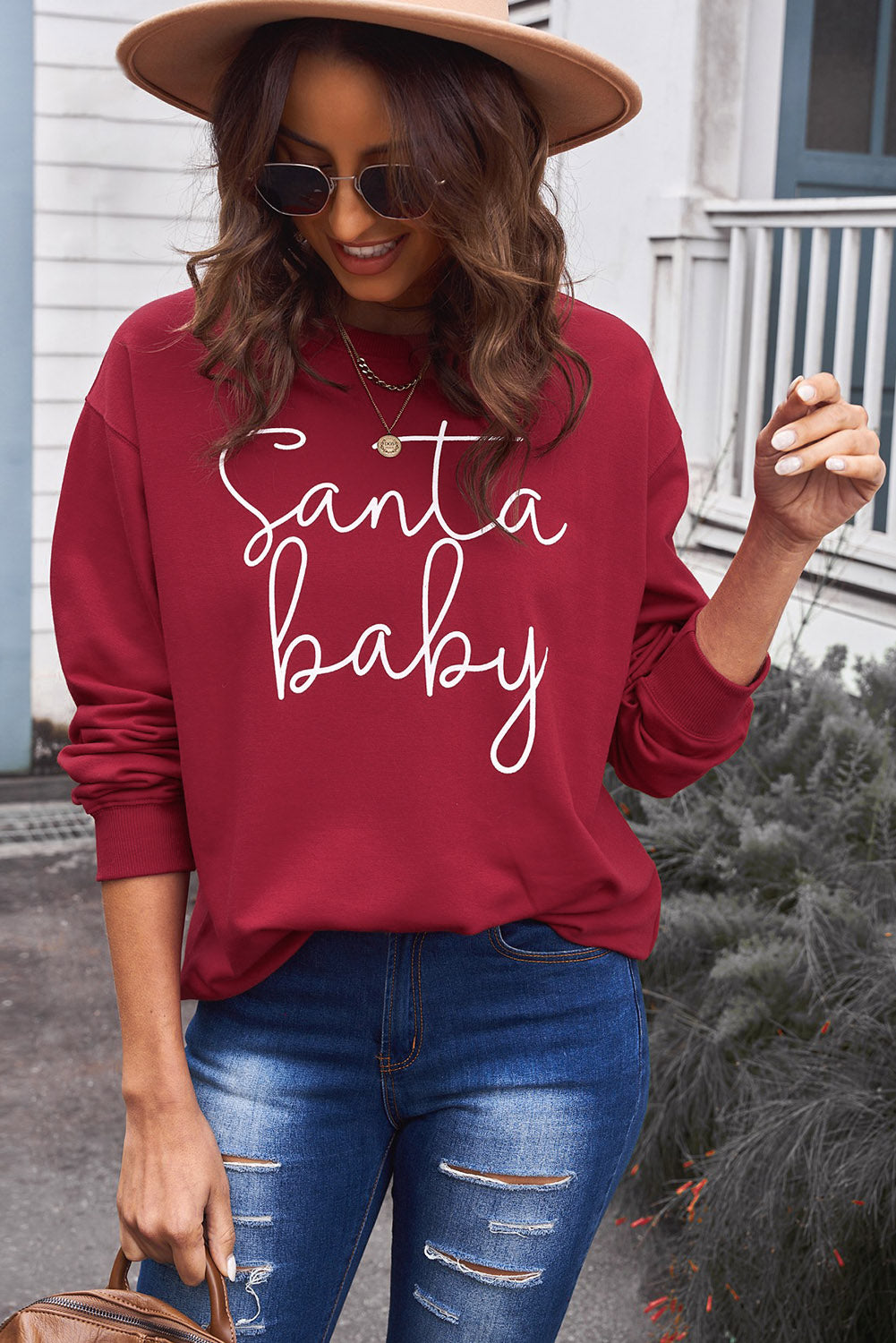 Red Santa Baby Christmas Sweatshirt for Women