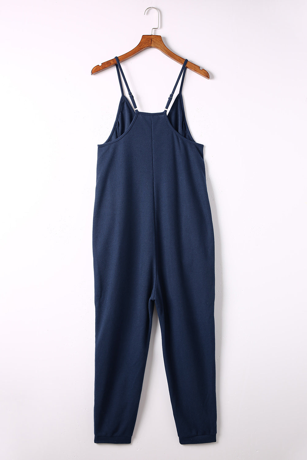 Black Textured Sleeveless V-Neck Pocketed Casual Jumpsuit