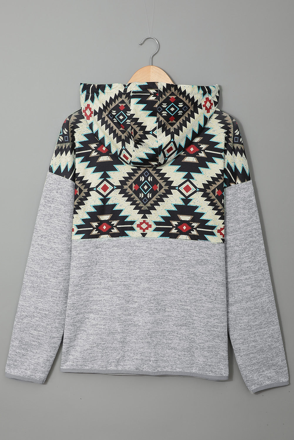 Black Tribal Geometric Print Hoodies with Pocket