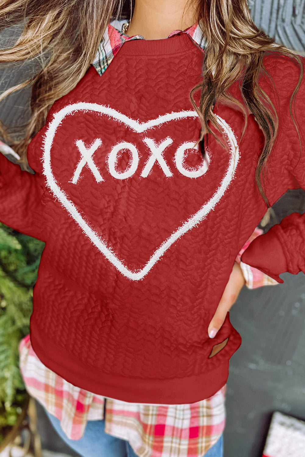 Racing Red Valentine Heart XOXO Quilted Sweatshirt