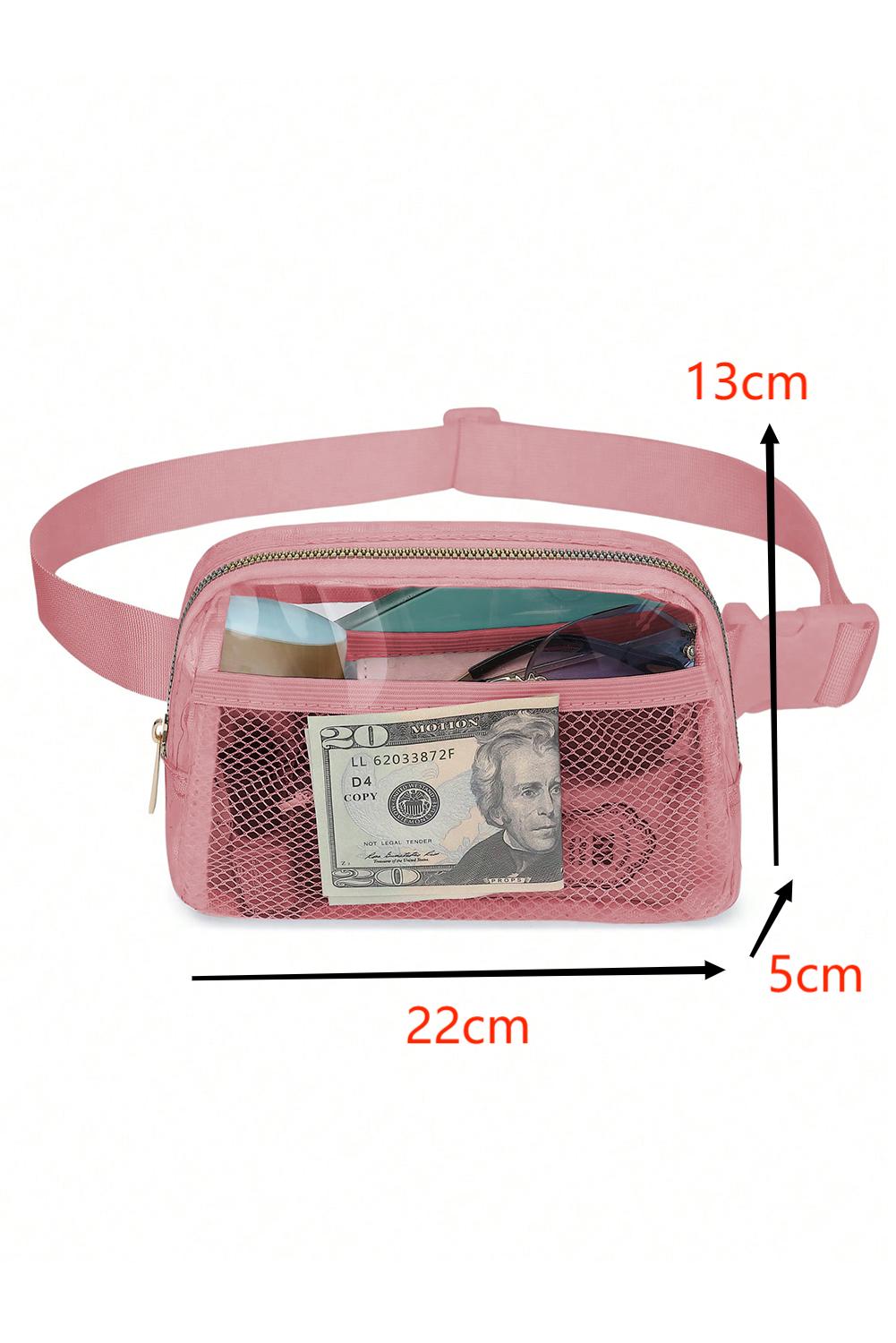 Brown Adjustable Straps Zipper Clear Waist Bag