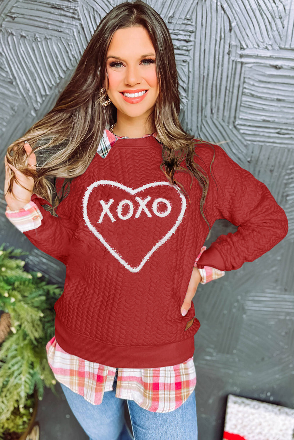 Racing Red Valentine Heart XOXO Quilted Sweatshirt