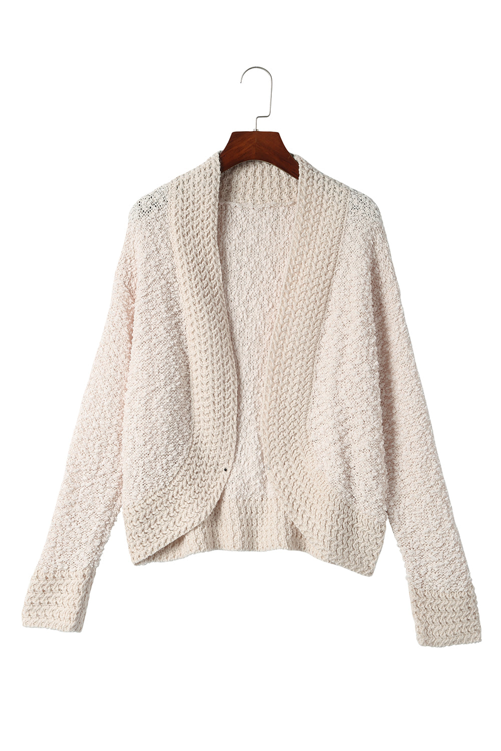 Gray Popcorn Knit Open Front Cardigan