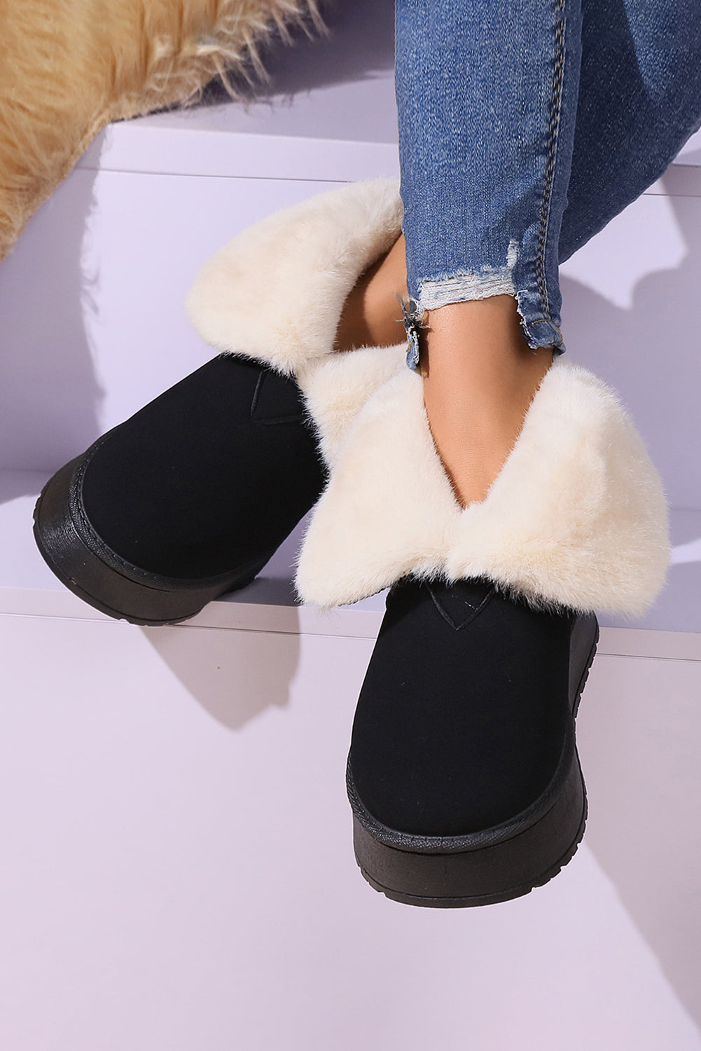 Chestnut Suede Plush Lined Snow Boots