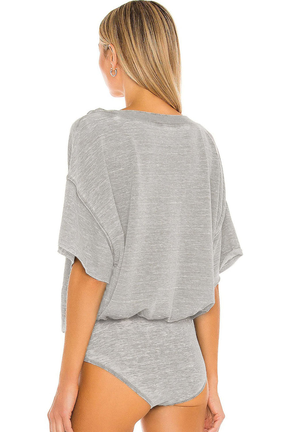 Grey Drop Shoulder Casual Oversize Bodysuit