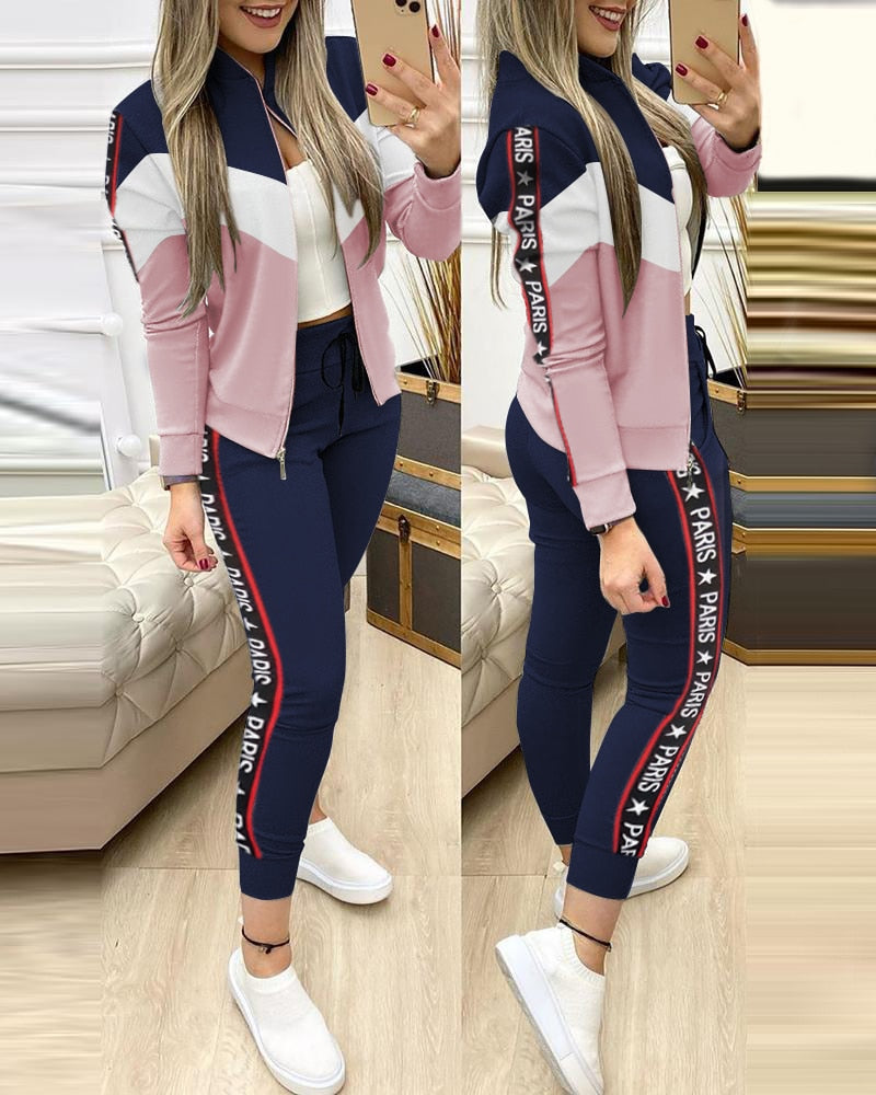 Women Two Piece Set Outfits Autumn Women's Tracksuit Zipper