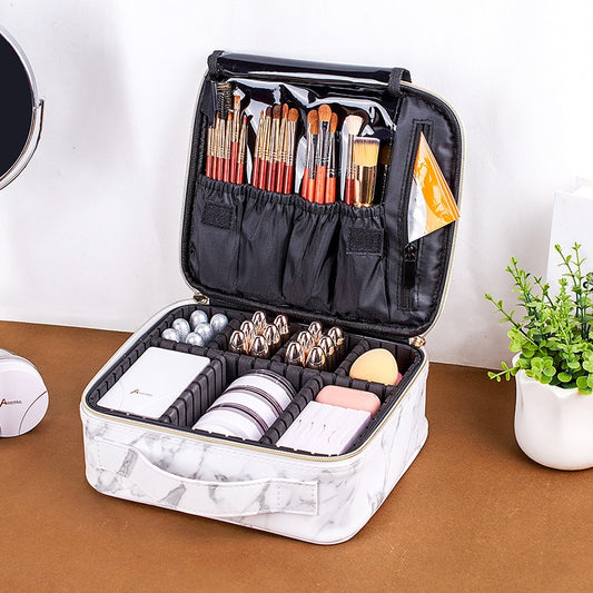 Marmer Kosmetiese Sak Draagbare Reisberging Make-up Case