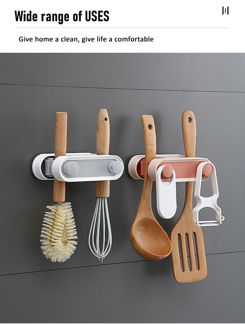 Wall Mounted Mop Organizer Holder Brush Broom Hanger Home Storage Rack Bathroom Suction Hanging Pipe Hooks Kitchen Shelf