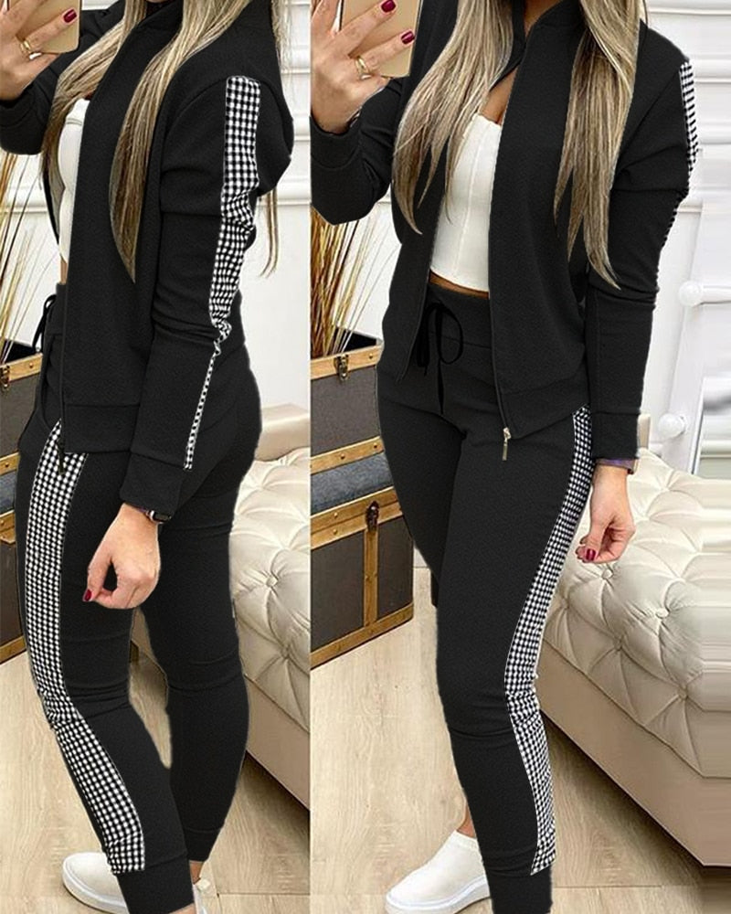 Women Two Piece Set Outfits Autumn Women's Tracksuit Zipper