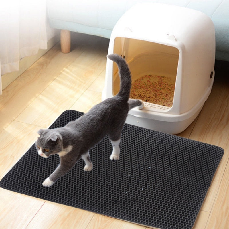 Pet Cat Litter Mat Waterproof EVA Double Layer Cat Litter Trapping Pet Litter Box