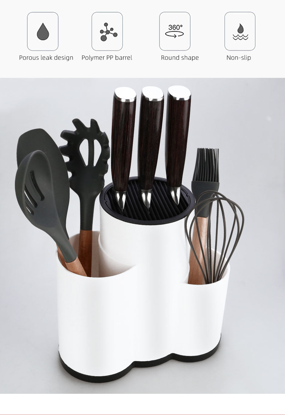 Knife holder Multi-Function Utensil stand Knife Block PP Flatware Drainer Storage Box