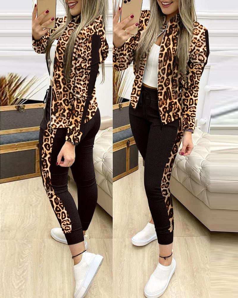 Women Two Piece Set Outfits Autumn Women's Tracksuit Zipper