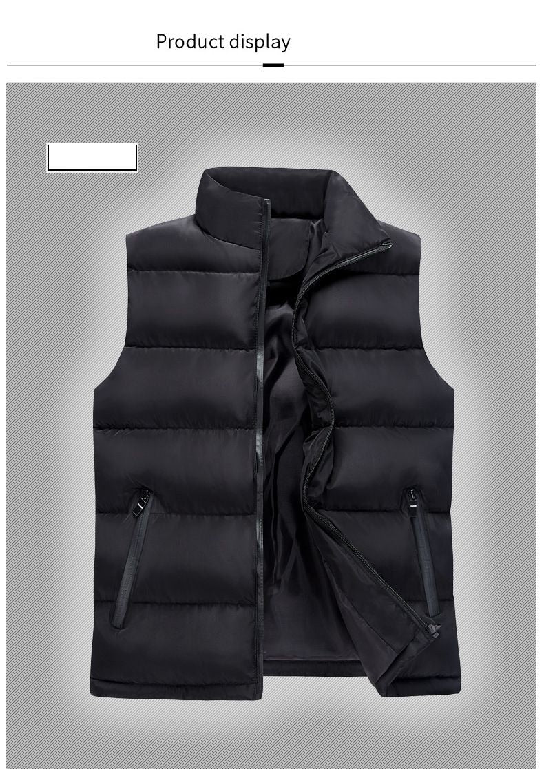 Vest Jacket Warm Sleeveless Jackets Winter Waterproof Zipper Coat Autumn Stand-up Collar Casual