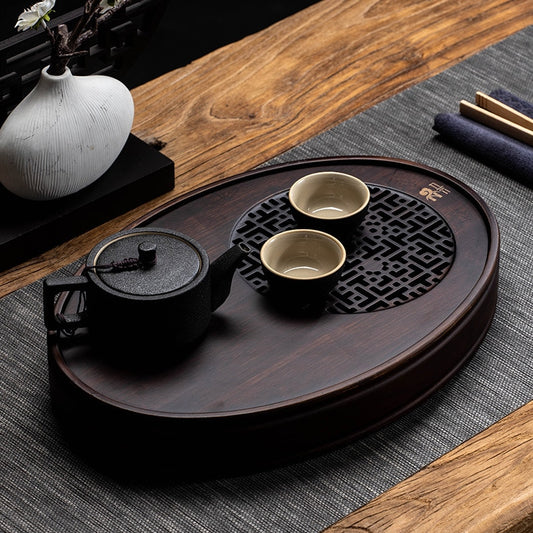 Bamboo tea tray household simple bamboo tray Kung Fu tea set draining long dry soaking tray small water storage tea table