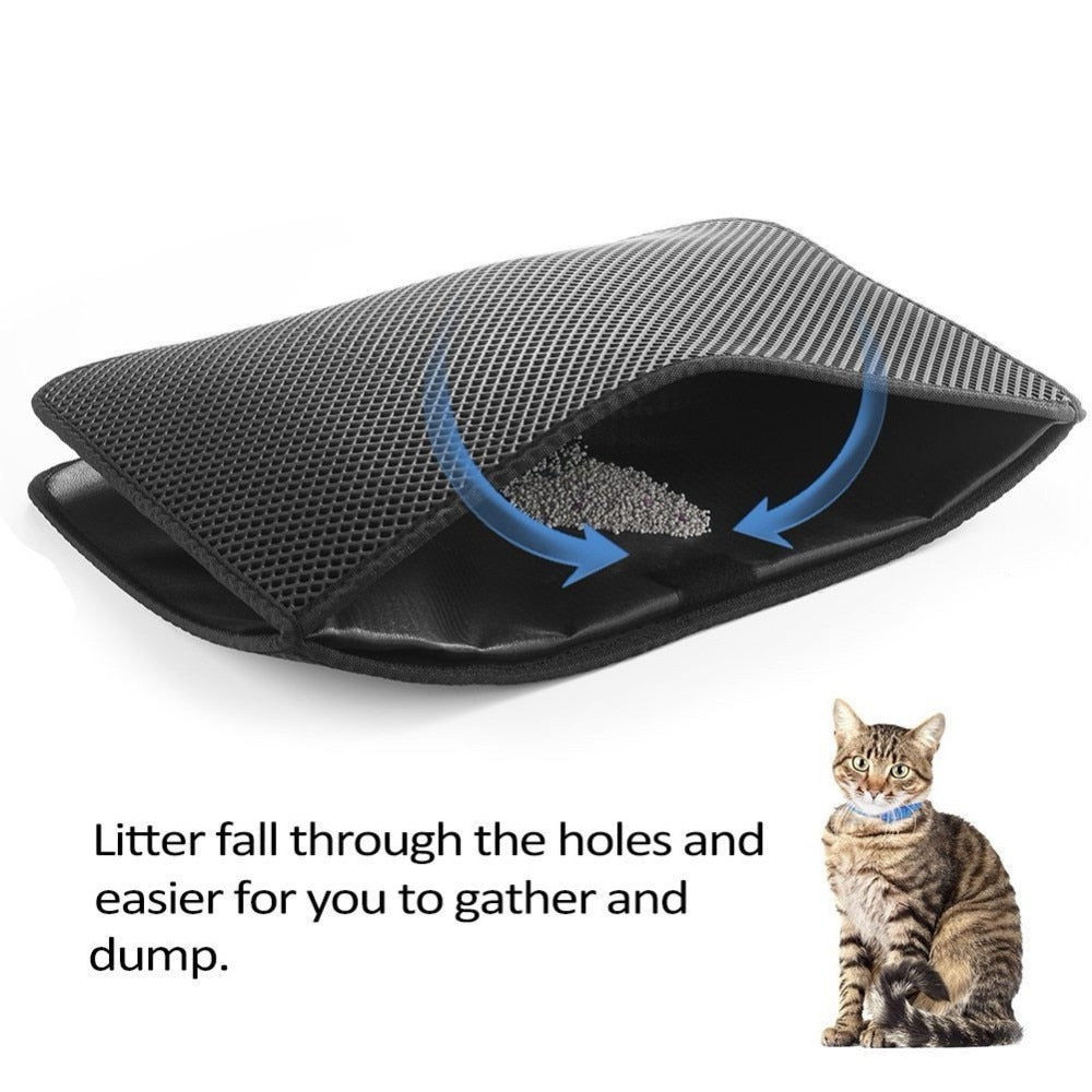 Pet Cat Litter Mat Waterproof EVA Double Layer Cat Litter Trapping Pet Litter Box