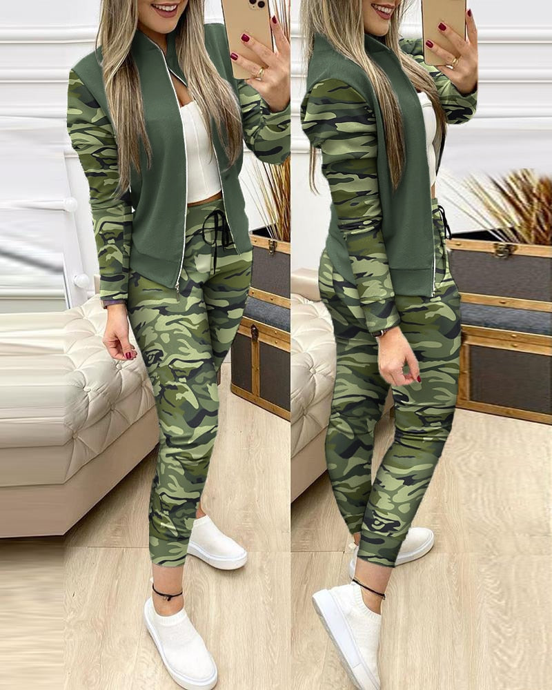 Women Two Piece Set Outfits Autumn Women's Tracksuit Zipper