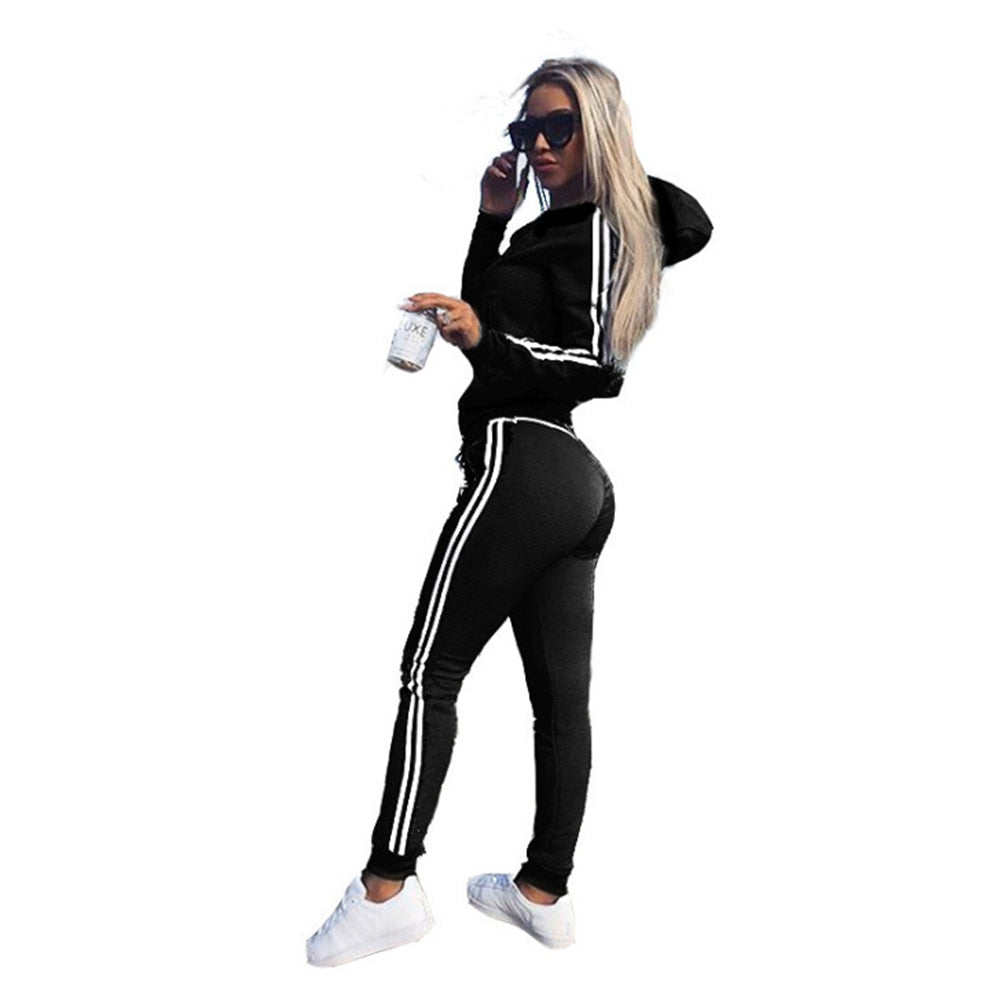 Women Tracksuit Two Piece Set Casual Sport Suit Sportswear Zipper