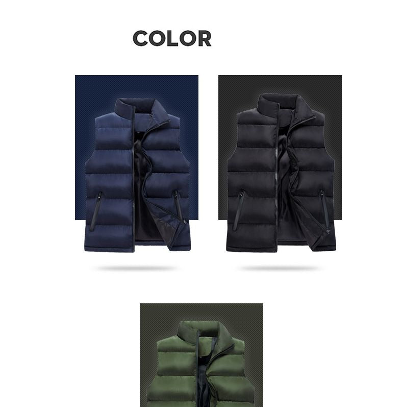 Vest Jacket Warm Sleeveless Jackets Winter Waterproof Zipper Coat Autumn Stand-up Collar Casual