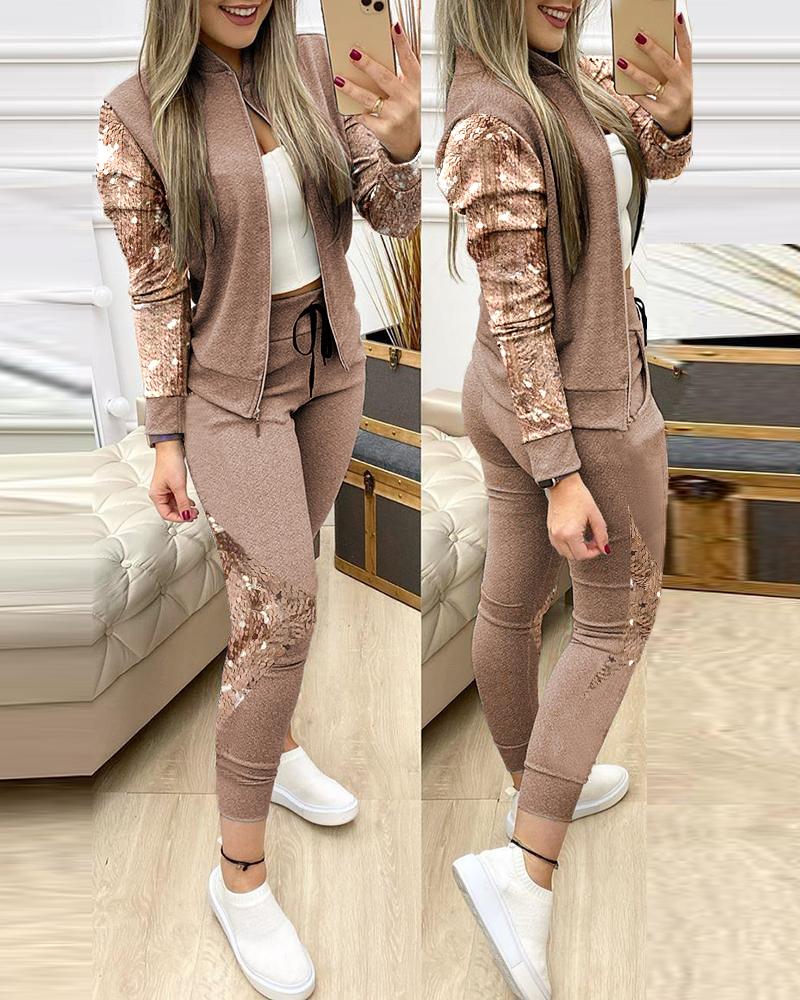 Women Two Piece Set Outfits Autumn Women's Tracksuit Zipper