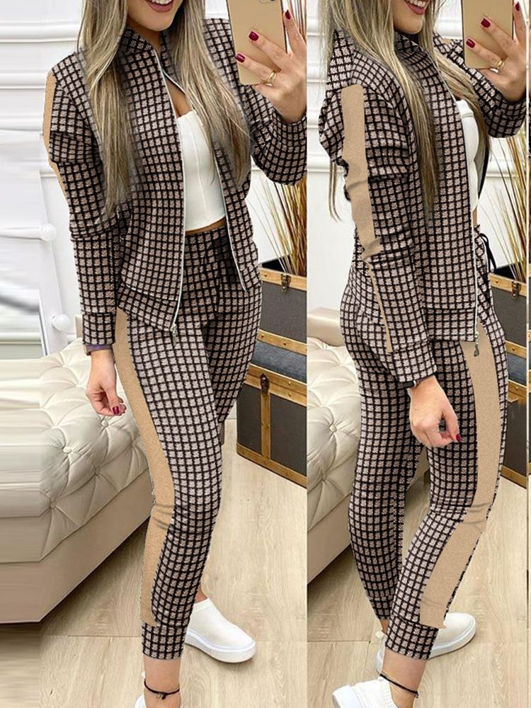 Women Two Piece Set Outfits Autumn Women's Tracksuit Zipper