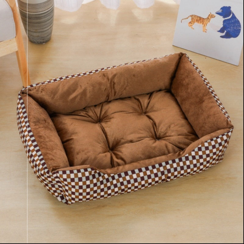 Bed for Dog Cat Pet Square Plush Kennel Medium