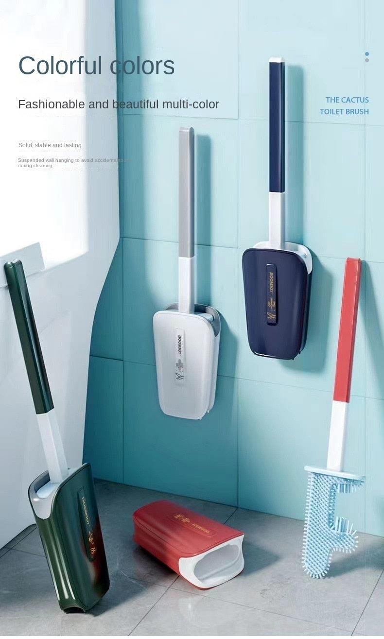 Toilet Brush Silicone Free Wall Mounted Multi-functional Three Piece Cleaning Tools with Bracket