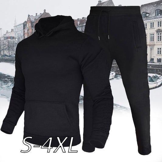 Solid Fleece Tracksuits Hoodies+Pants Sets Pullovers Jackets