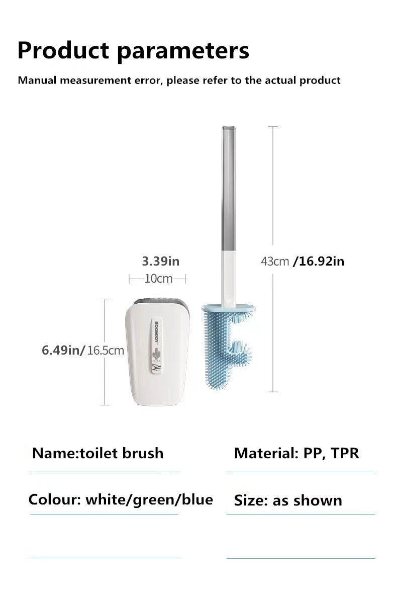 Toilet Brush Silicone Free Wall Mounted Multi-functional Three Piece Cleaning Tools with Bracket