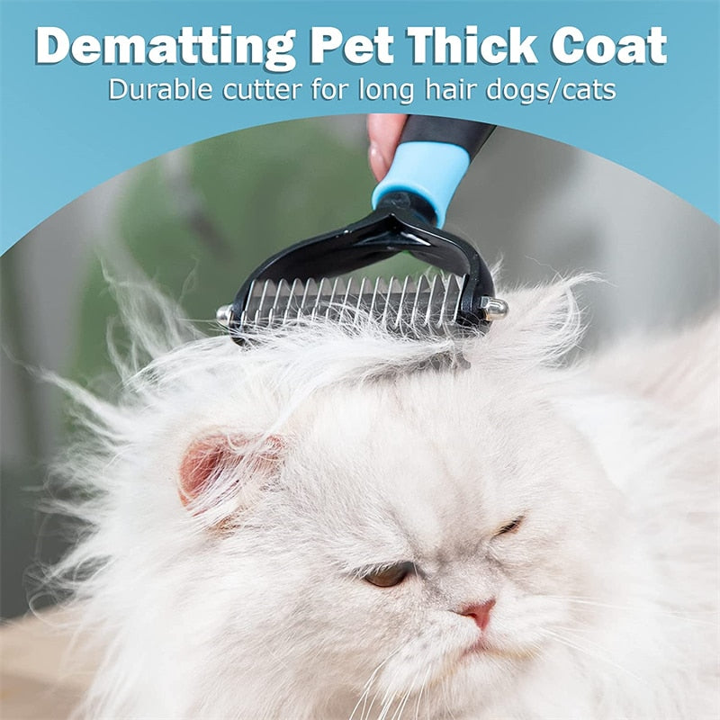 Professional Pet Deshedding Brush 2 Sided Dematting Dog Comb Cat Brush Rake