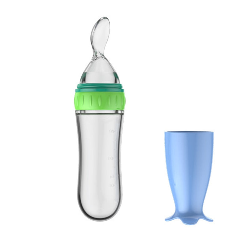 Squeezing Feeding Bottle Silicone Newborn Baby Training Rice Spoon Infant Cereal Food Supplement Feeder