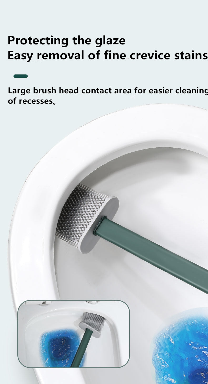 Toilet Brush Silicone Free Wall Mounted Multi-functional Three Piece Cleaning Tools with Bracket