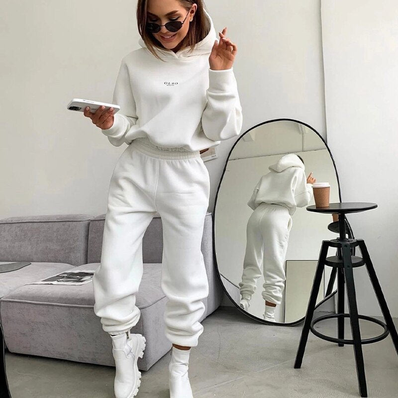 Women Tracksuit Sports Women Two Piece Set 2022 Leisure Solid Long Sleeve