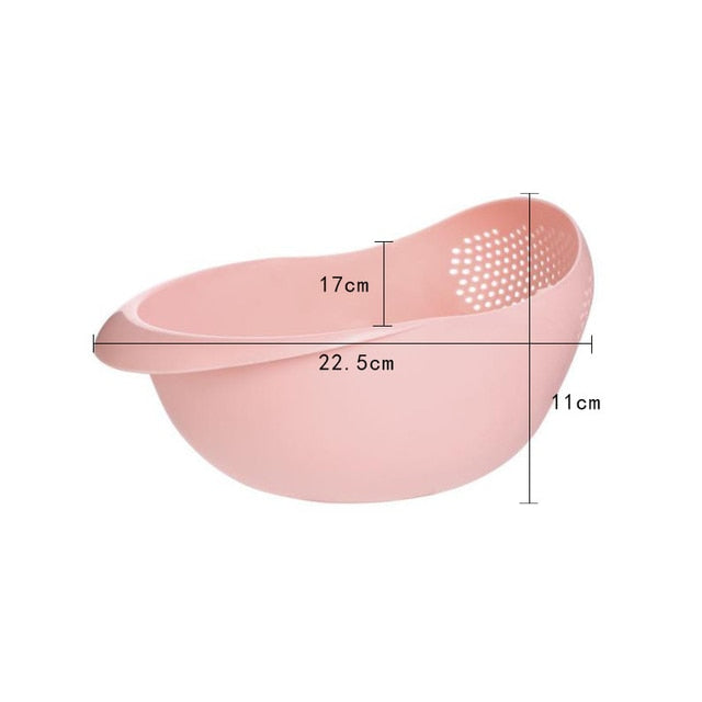 Rice Sieve Plastic Colander Kitchen Drain Basket with Handles