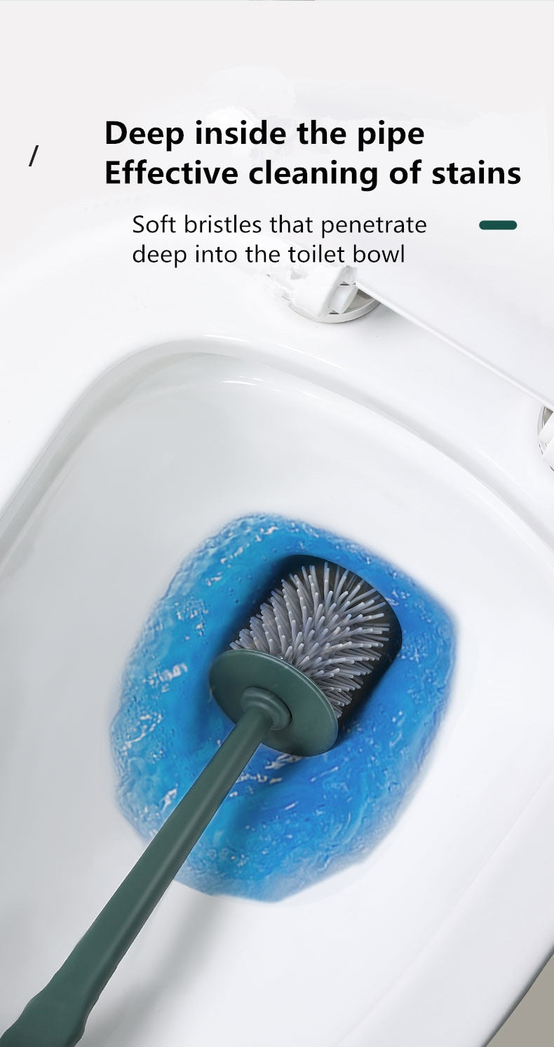 Toilet Brush Silicone Free Wall Mounted Multi-functional Three Piece Cleaning Tools with Bracket